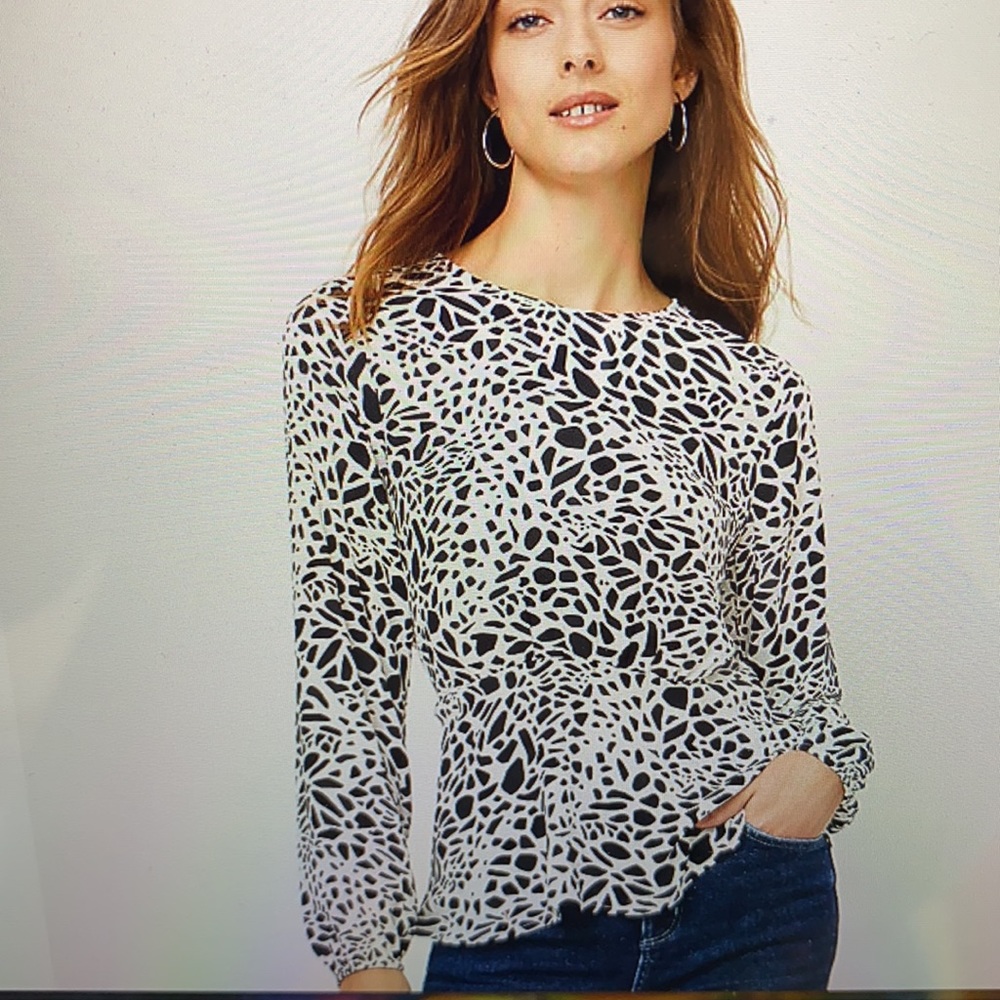 LOFT ANIMAL PRINT PEPLUM BLOUSE